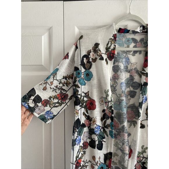 Mely New York Womens Large Open Floral Duster Cardigan Sweater Cottagecore Boho - Picture 2 of 4